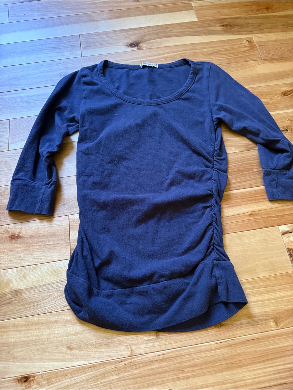 Women’s Navy Side-Ruched Scoop Neck Top